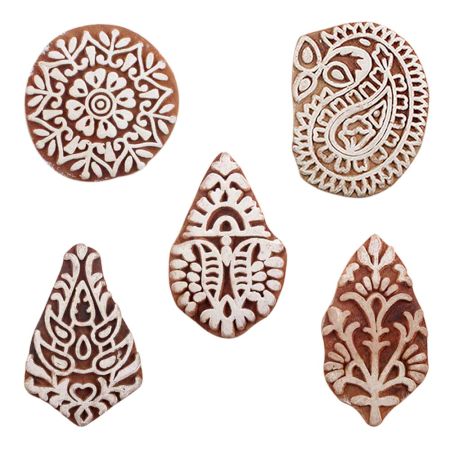 Set of 5 Piece New Mix Wooden Printing Blocks